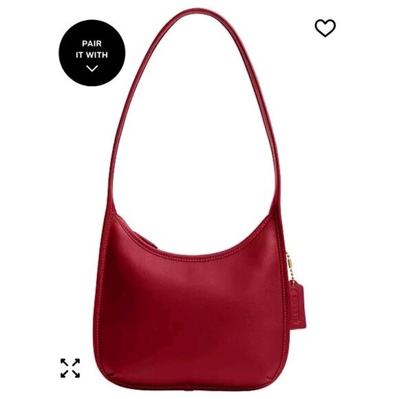 NWT COACH Originals Curve Zip (Ergo) Archive Bag Ruby Red/Brass - Picture 1 of 5